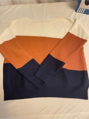 Evolution Color NAVY  Knit Sweater M Cream Terracotta size M